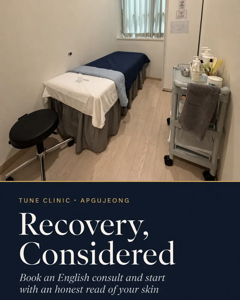 Recovery, Considered — Book an English consult and start with an honest read of your skin