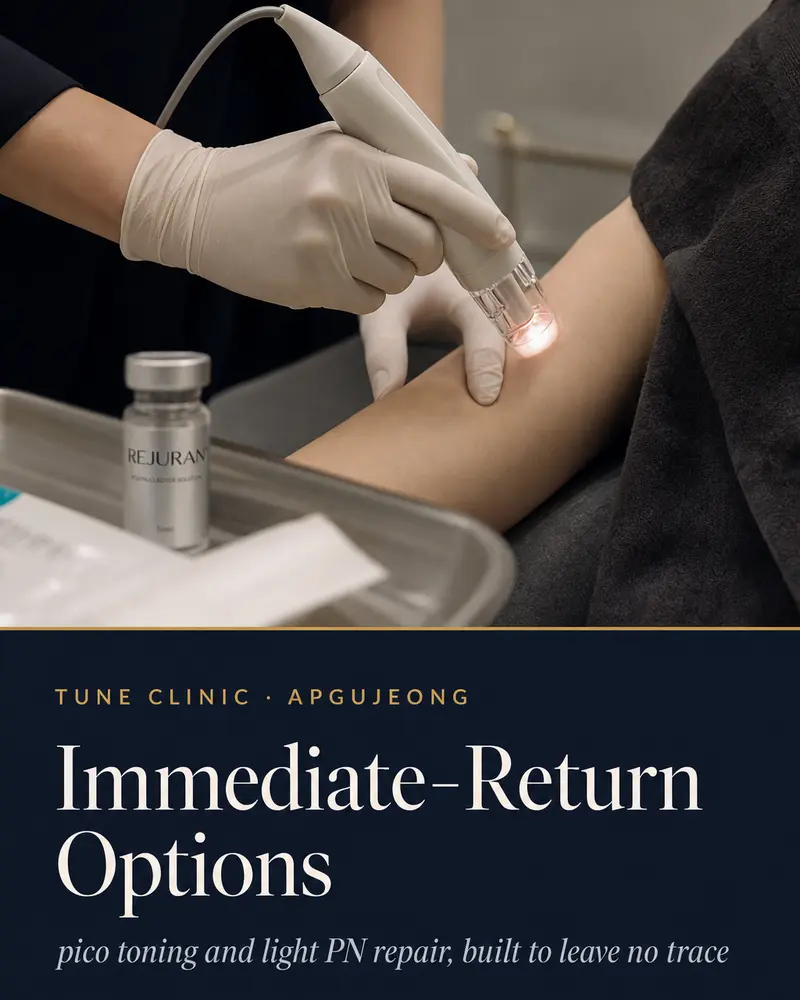 Immediate-Return Options — pico toning and light PN repair, built to leave no trace