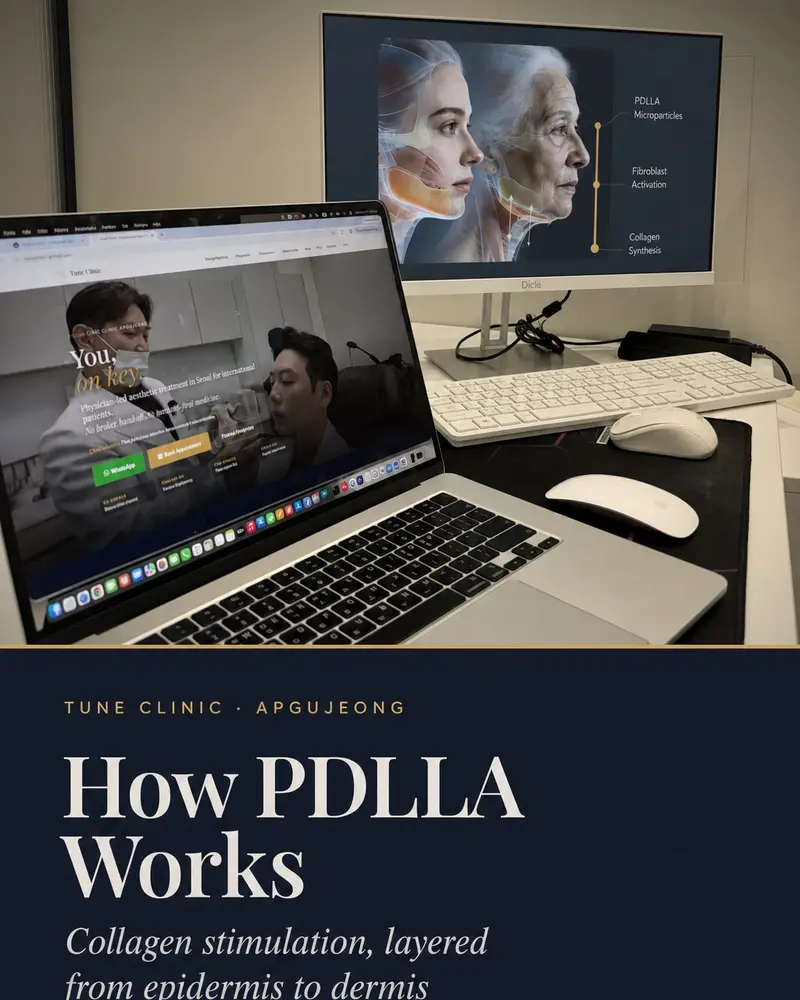 How PDLLA Works — Collagen stimulation, layered from epidermis to dermis