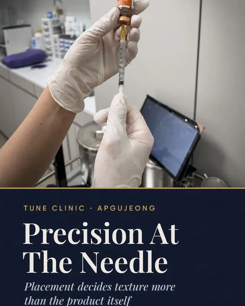 Precision At The Needle — Placement decides texture more than the product itself