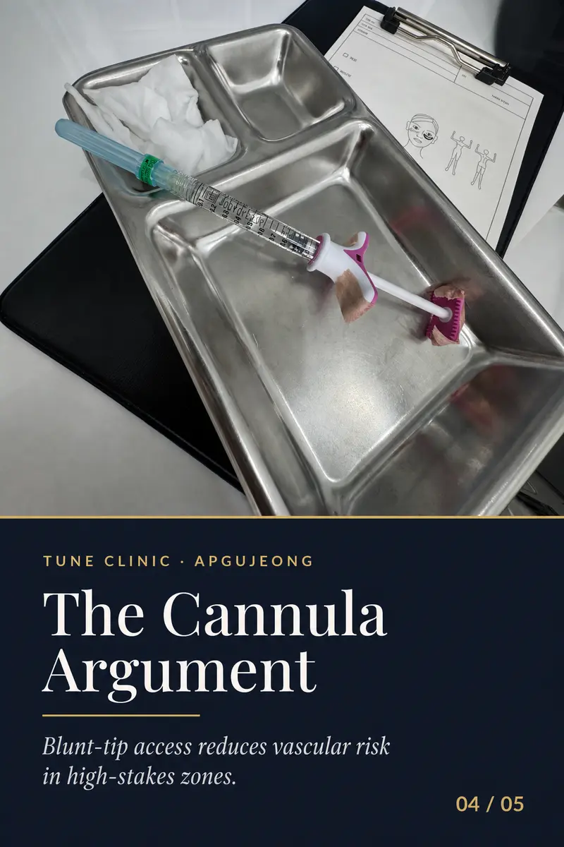 The Cannula Argument — Blunt-tip access reduces vascular risk in high-stakes zones.