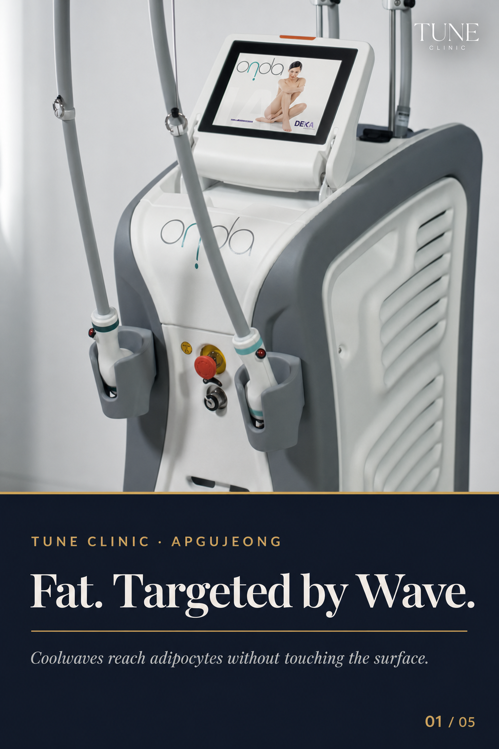 Fat. Targeted by Wave. — Coolwaves reach adipocytes without touching the surface.