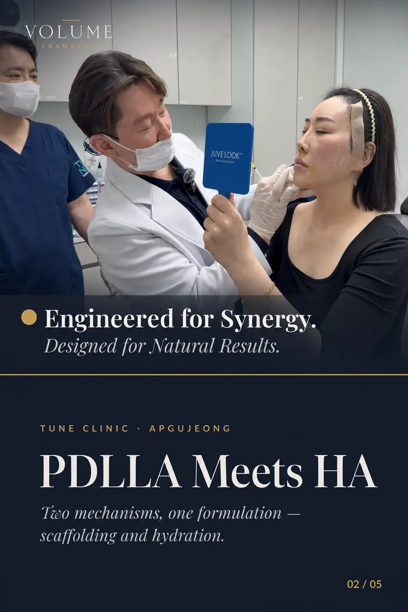 PDLLA Meets HA — Two mechanisms, one formulation — scaffolding and hydration.