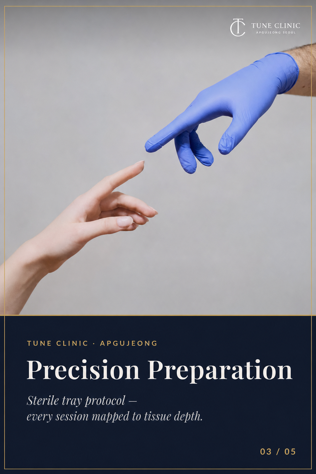 Precision Preparation — Sterile tray protocol — every session mapped to tissue depth.