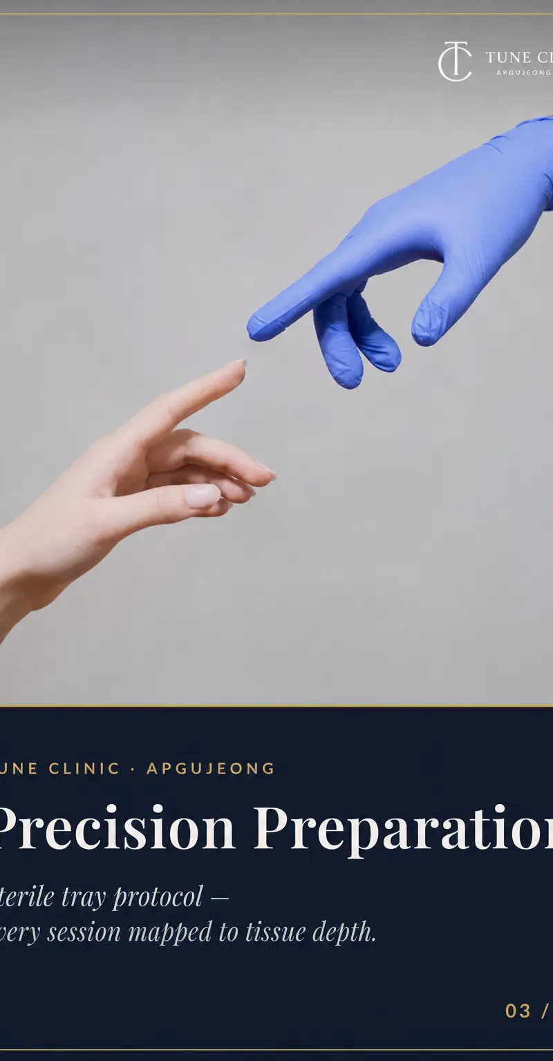 Precision Preparation — Sterile tray protocol — every session mapped to tissue depth.