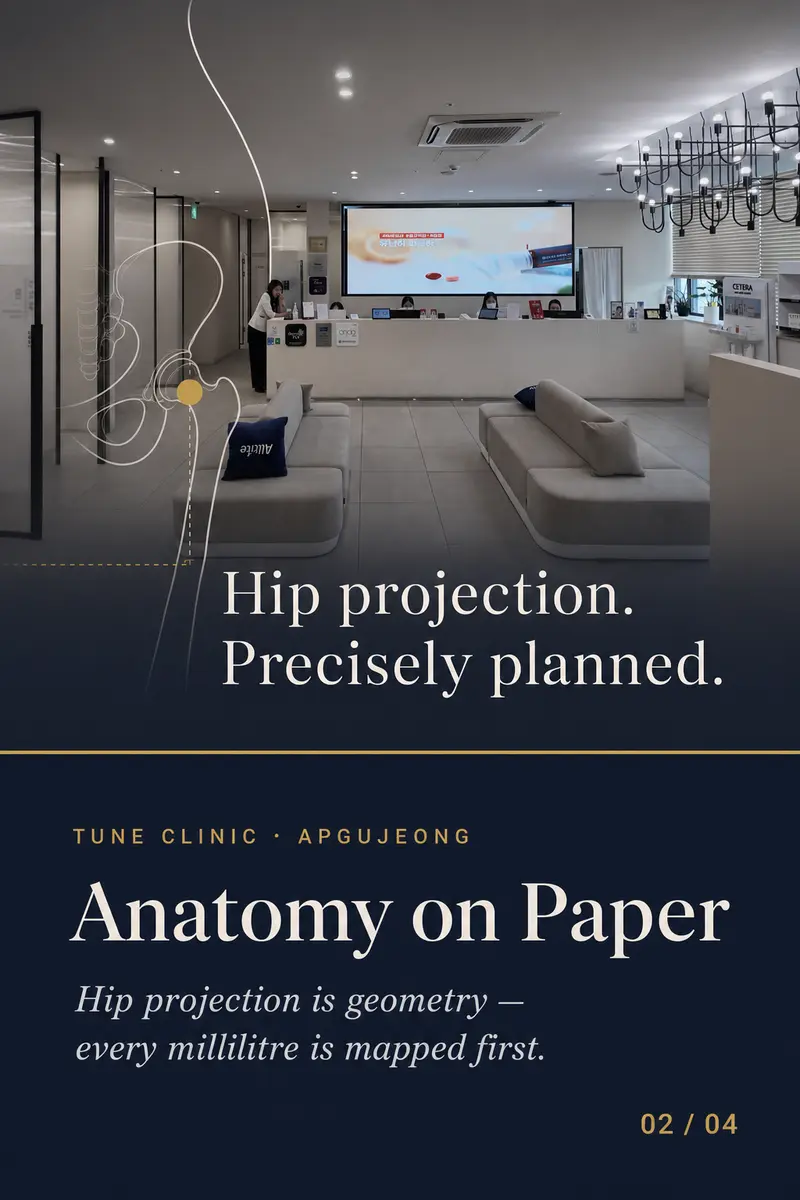 Anatomy on Paper — Hip projection is geometry — every millilitre is mapped first.