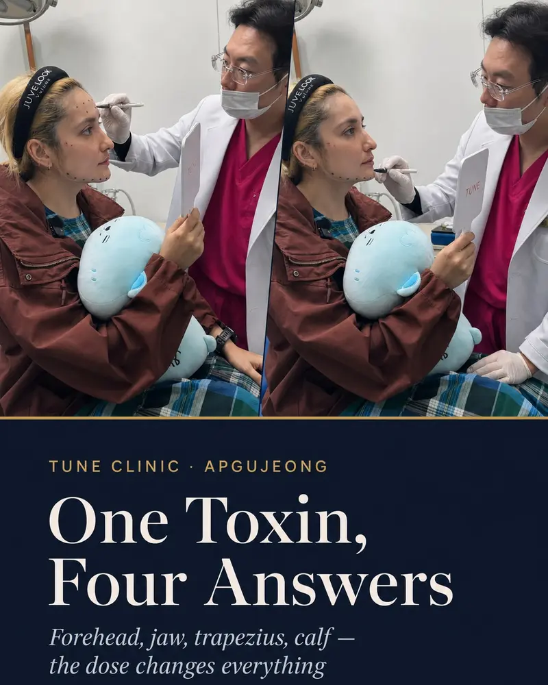 One Toxin, Four Answers — Forehead, jaw, trapezius, calf — the dose changes everything