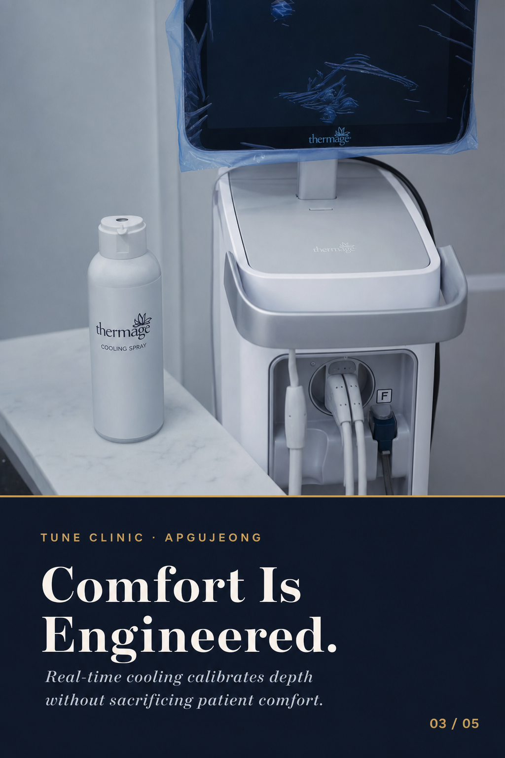 Comfort Is Engineered. — Real-time cooling calibrates depth without sacrificing patient comfort.