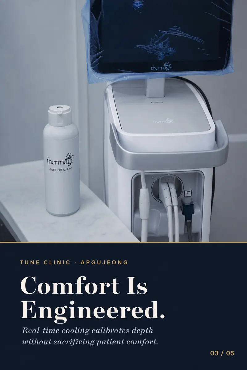 Comfort Is Engineered. — Real-time cooling calibrates depth without sacrificing patient comfort.