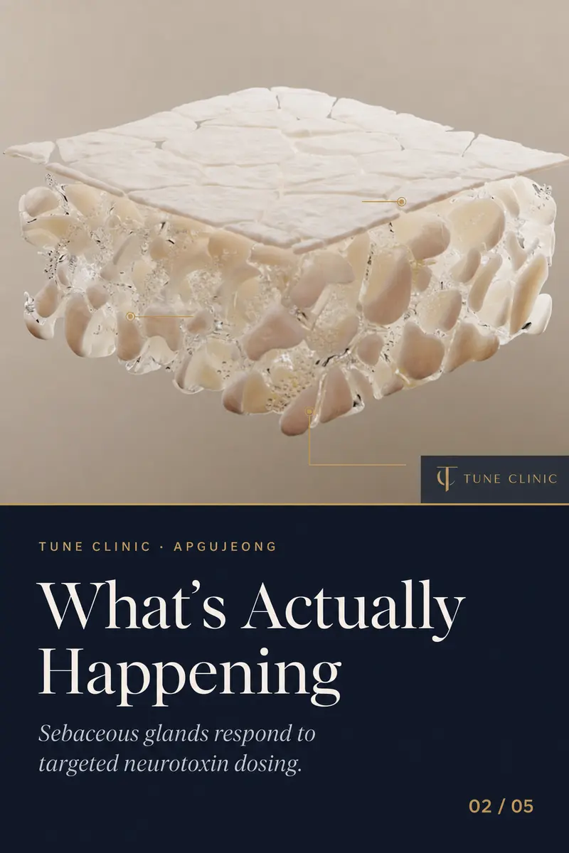 What's Actually Happening — Sebaceous glands respond to targeted neurotoxin dosing.