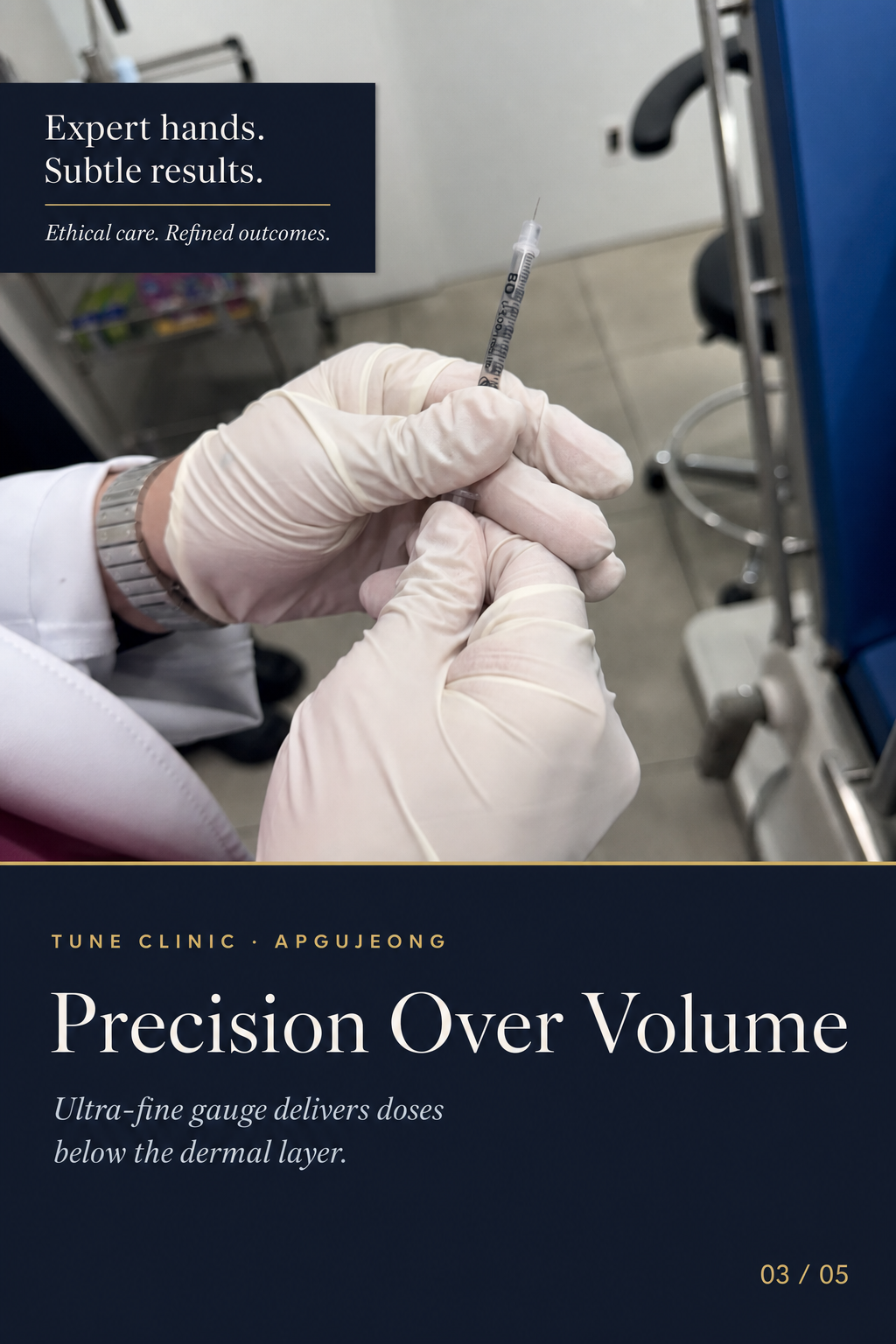 Precision Over Volume — Ultra-fine gauge delivers doses below the dermal layer.
