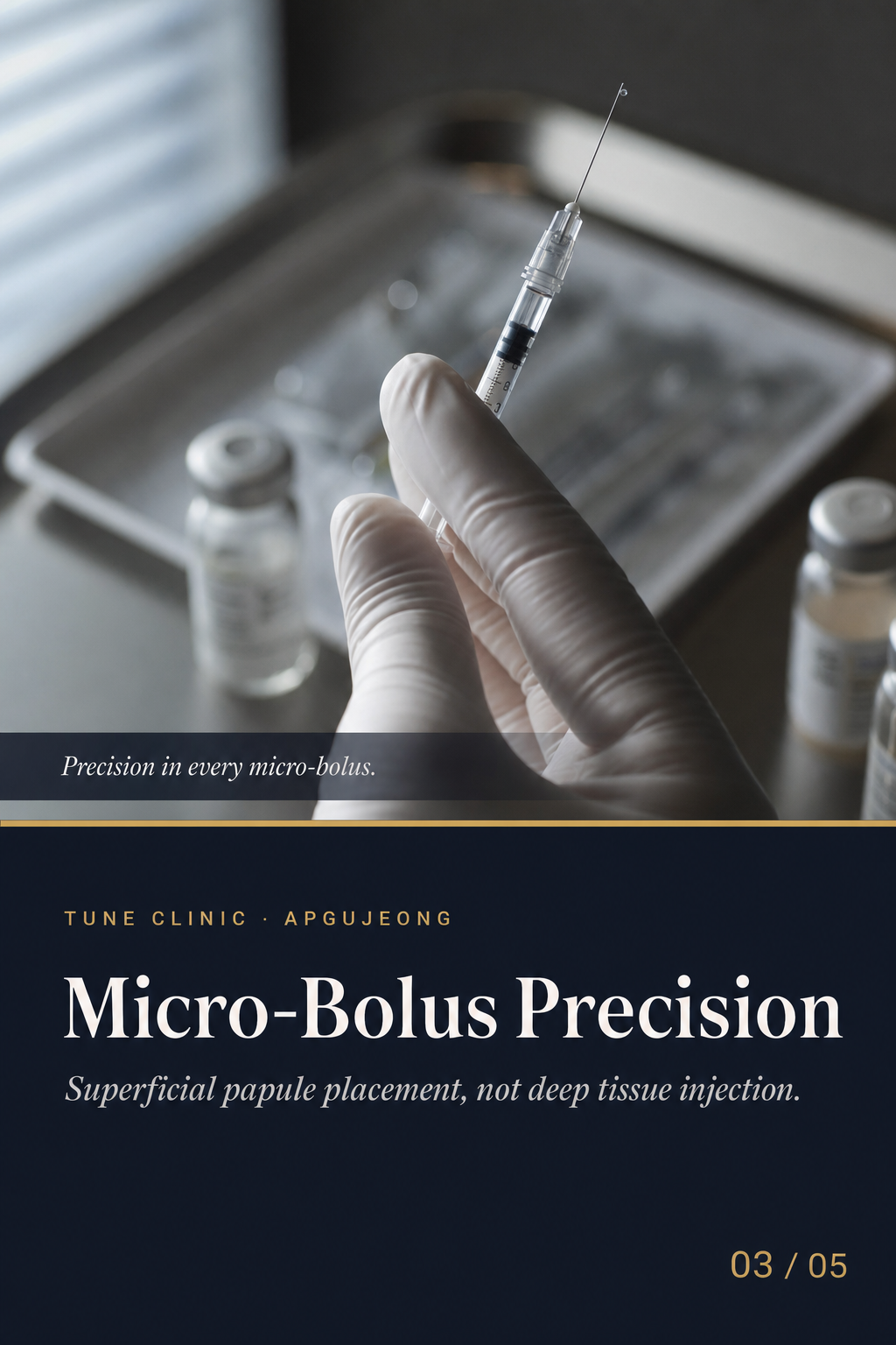 Micro-Bolus Precision — Superficial papule placement, not deep tissue injection.