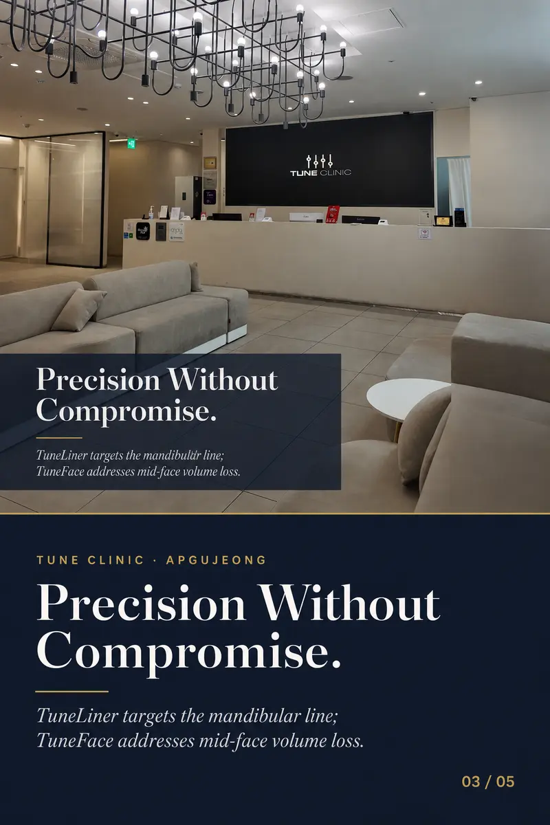 Precision Without Compromise. — TuneLiner targets the mandibular line; TuneFace addresses mid-face volume loss.