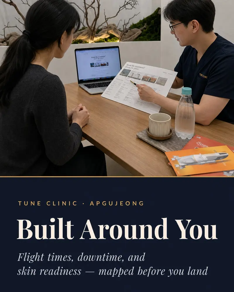 Built Around You — Flight times, downtime, and skin readiness — mapped before you land