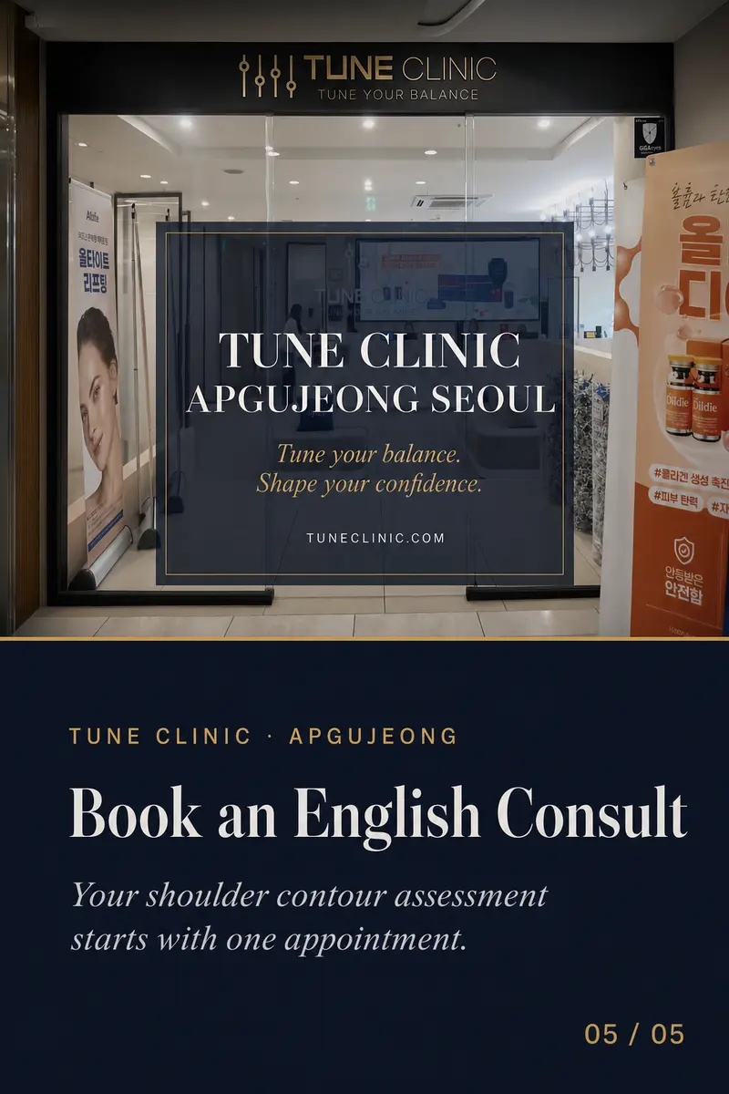 Book an English Consult — Your shoulder contour assessment starts with one appointment.