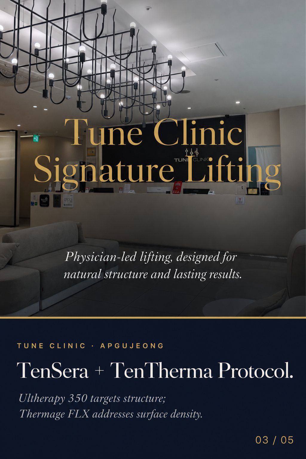 TenSera + TenTherma Protocol. — Ultherapy targets structure; Thermage FLX addresses surface density.