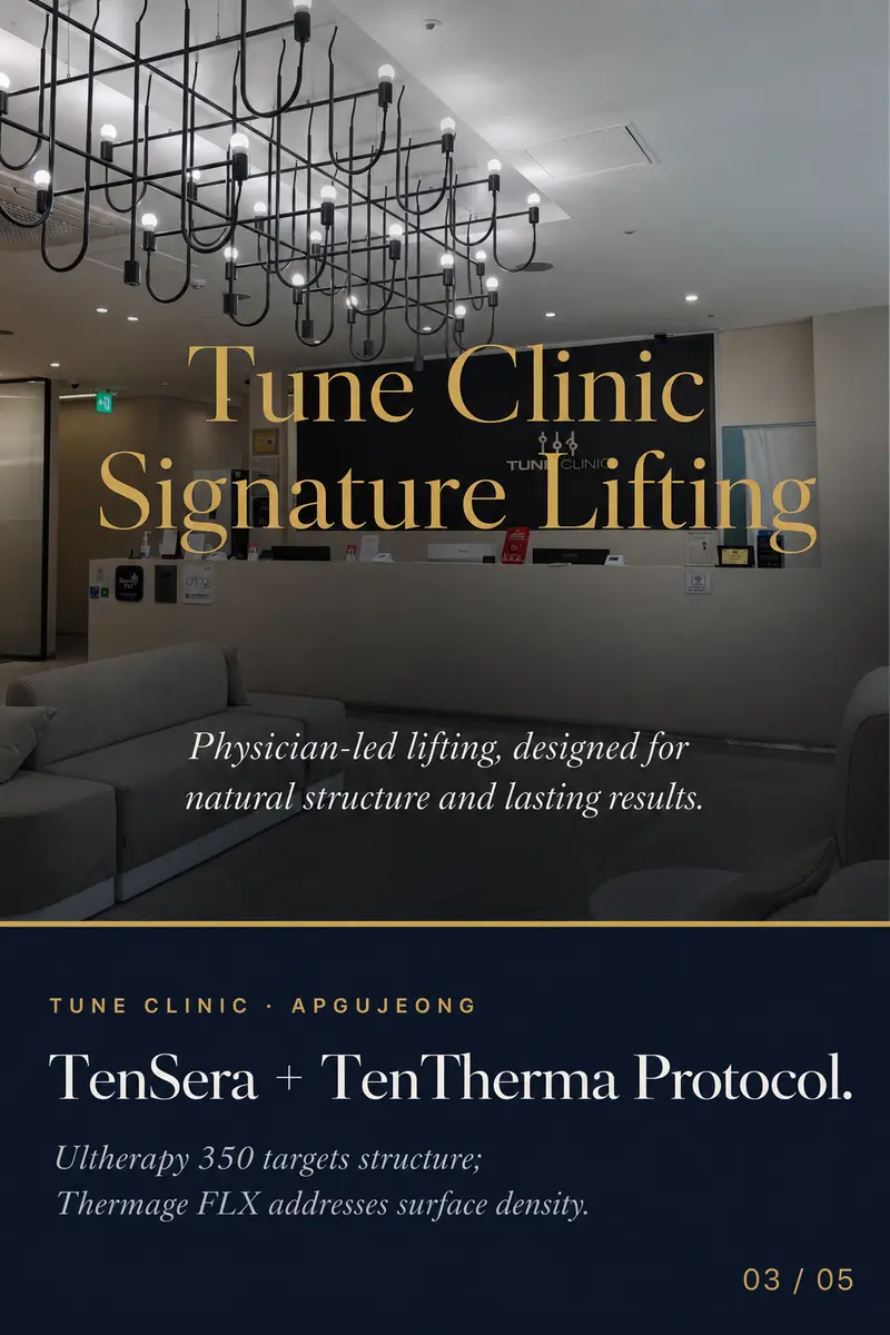TenSera + TenTherma Protocol. — Ultherapy targets structure; Thermage FLX addresses surface density.