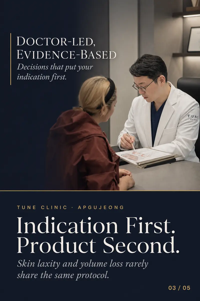Indication First. Product Second. — Skin laxity and volume loss rarely share the same protocol.