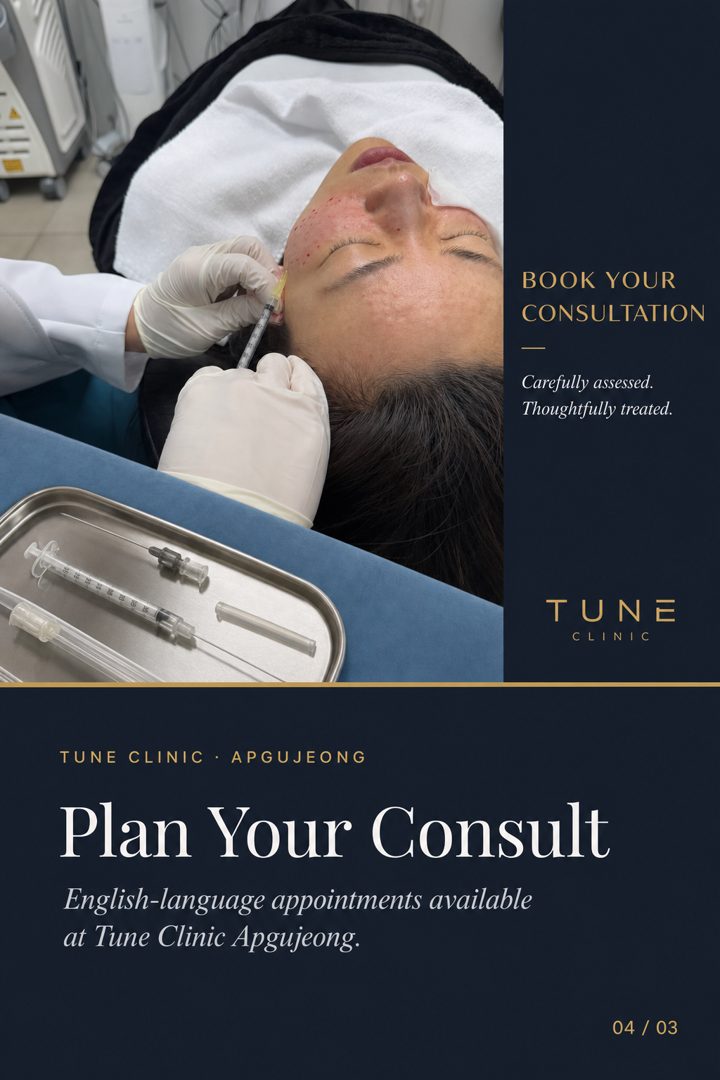 Plan Your Consult — English-language appointments available at Tune Clinic Apgujeong.