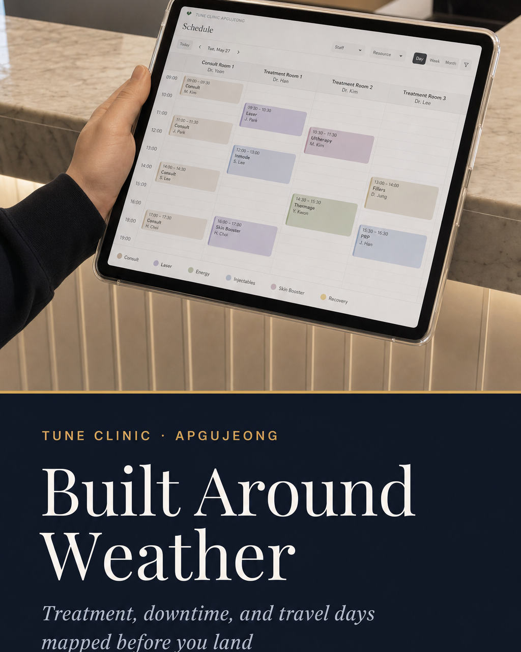 Built Around Weather — Treatment, downtime, and travel days mapped before you land