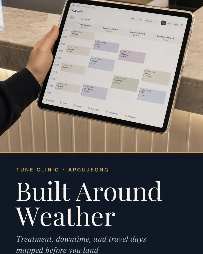 Built Around Weather — Treatment, downtime, and travel days mapped before you land